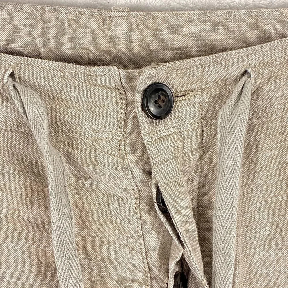 Perry Ellis Pants Mens 34x30 (37x28) Beige Linen Drawstring Beach Summer Preppy